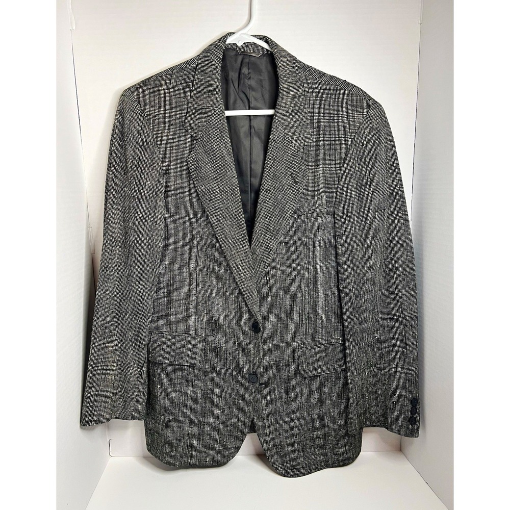 Mario Puccini Gray/Black Tweed Silk 2pc Suit Blazer Sz 36 Single-Breasted